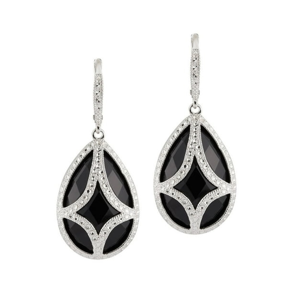 925 Black Onyx Teardrop Earrings